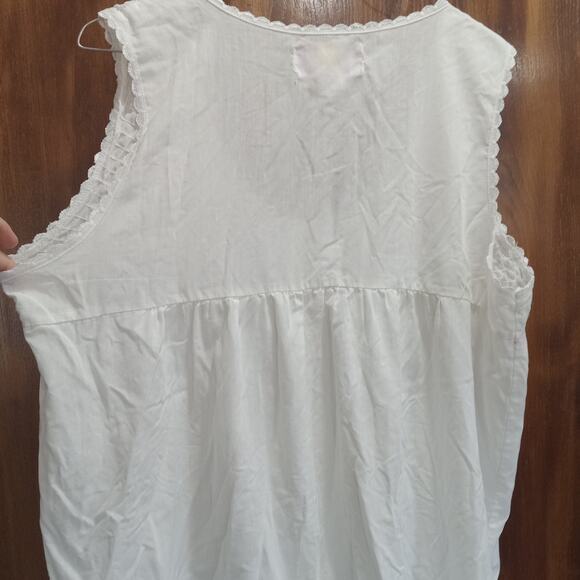 VTG Moon Dance Embroidered Nightgown LARGE Sleeveless Cottagecore Ruffle Pintuck - Picture 4 of 15